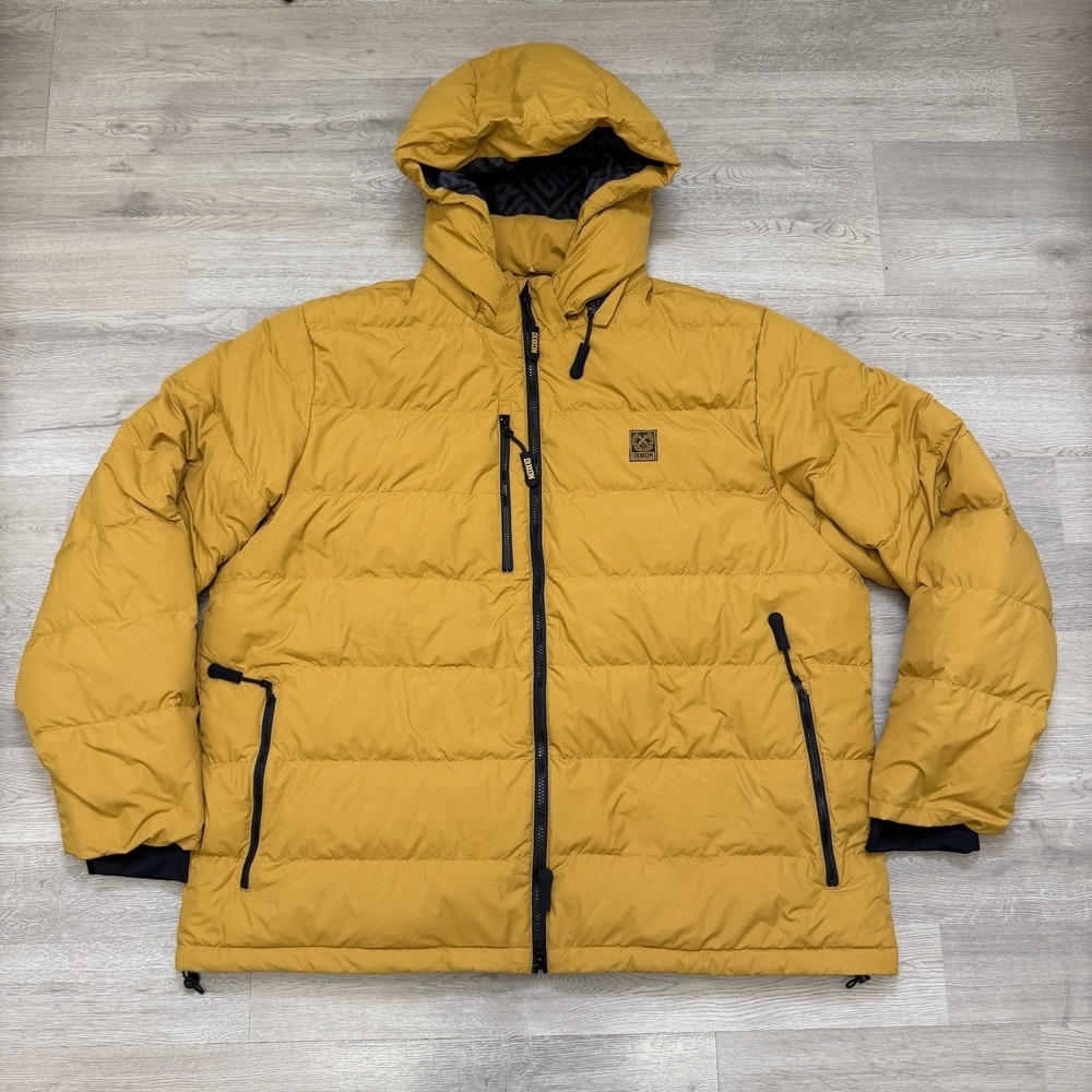 Dixxon Ridge Down Puffer Jacket Mens 4XL Mustard Yellow Hooded Winter Coat